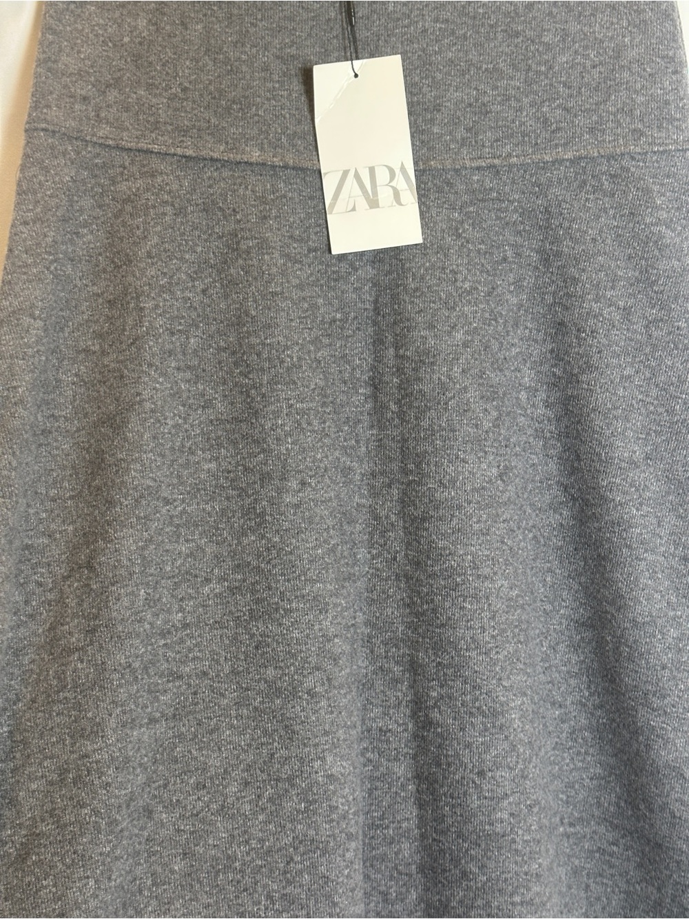 Zara Light Gray Knit A-Line Skirt Size M NWT - Picture 3 of 8